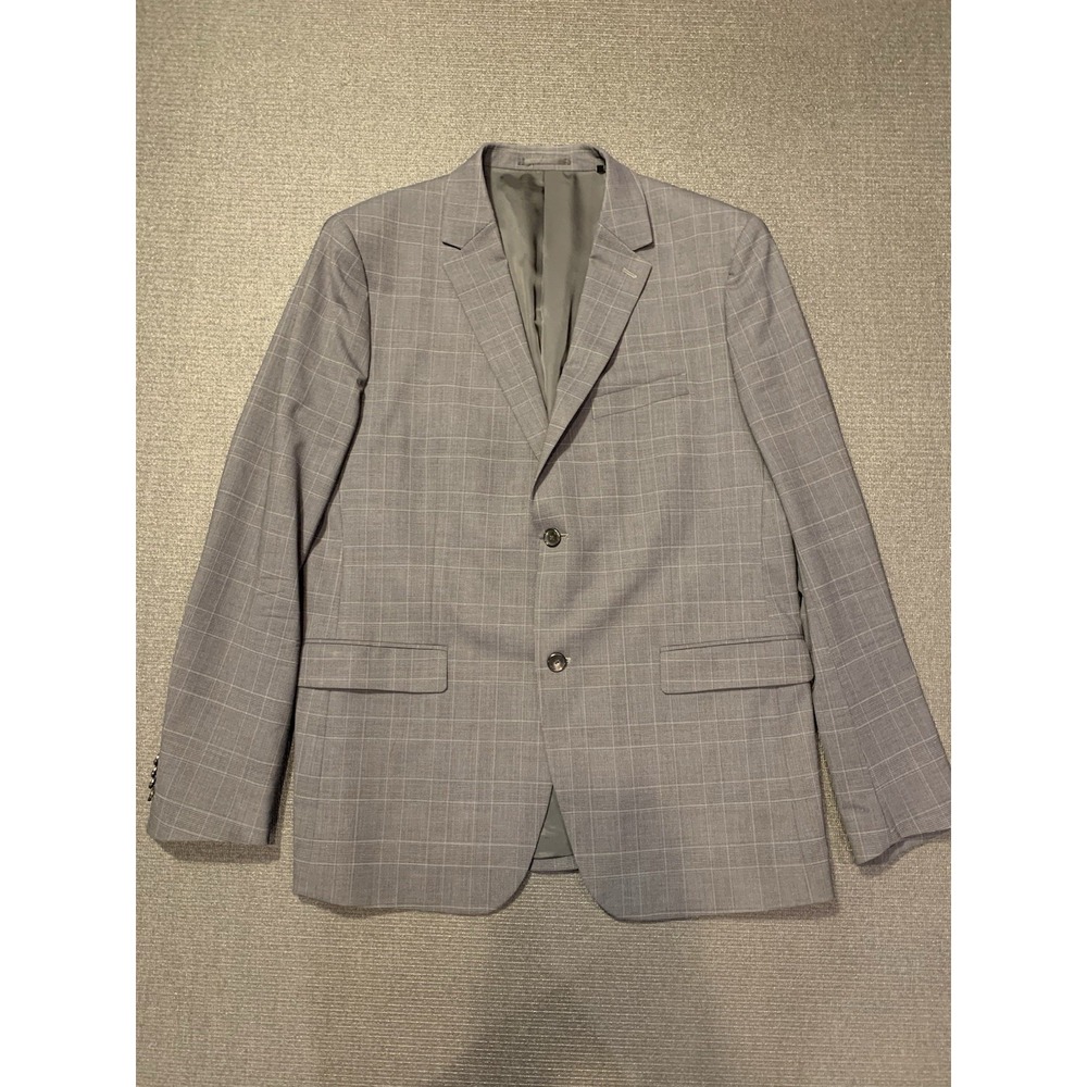 Theory Wellar HC Cobourg Grey Plaid Wool Suit Jacket Sportcoat 44R